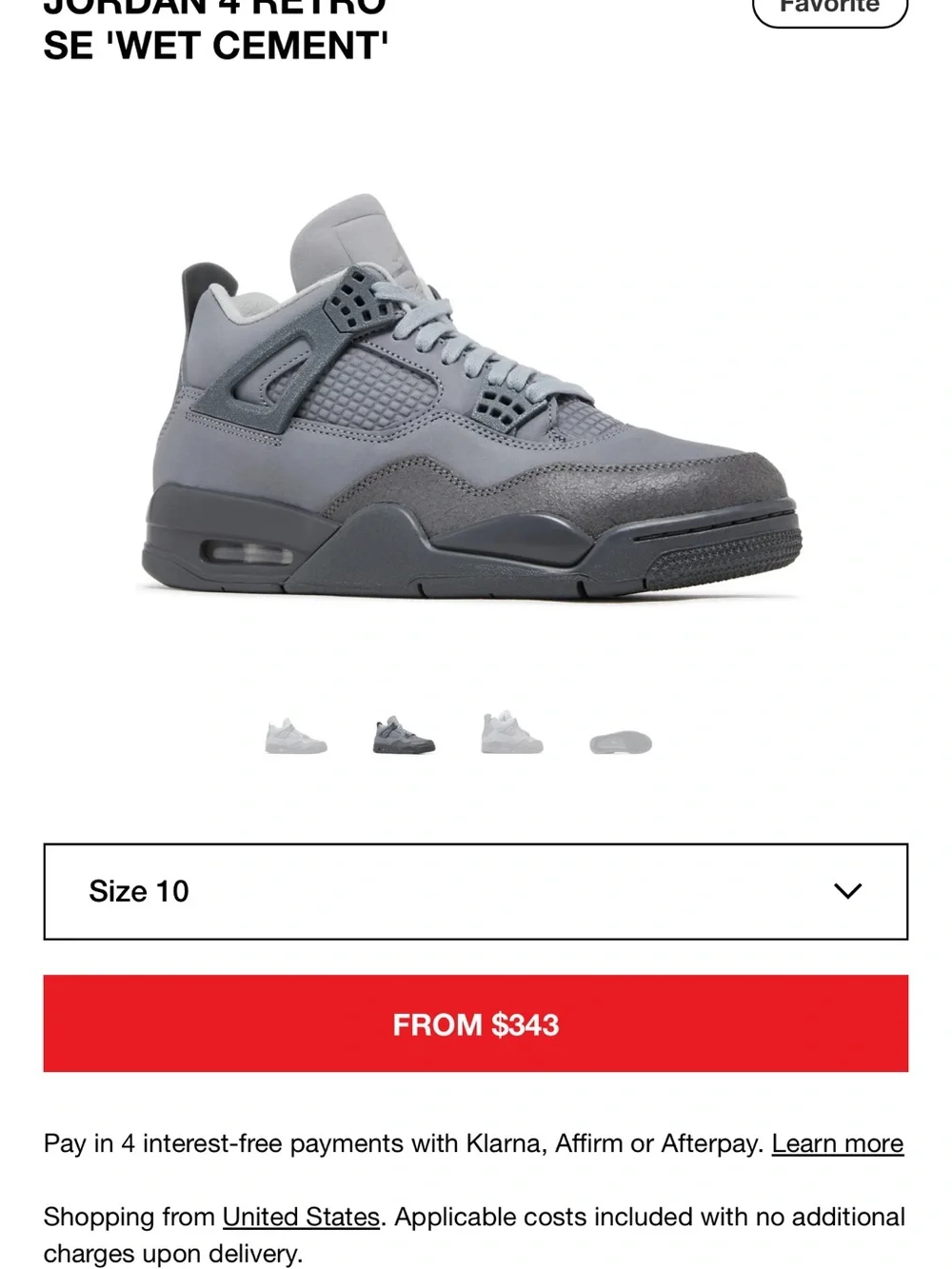 jordan 4 retro “wet cement”